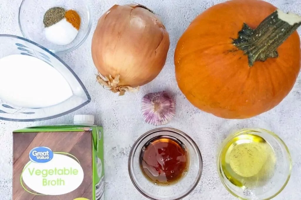 ingredients to make homemade air fryer pumpkin soup