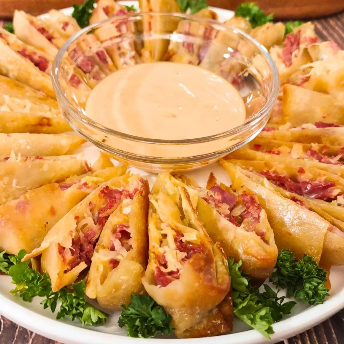 crispy air fryer reuben egg rolls recipe dinners done quick featured image