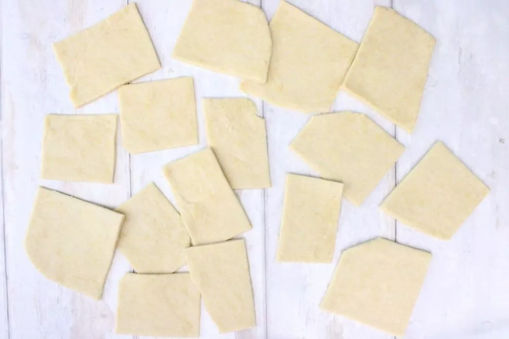 cut each flattened dough piece into equal shapes