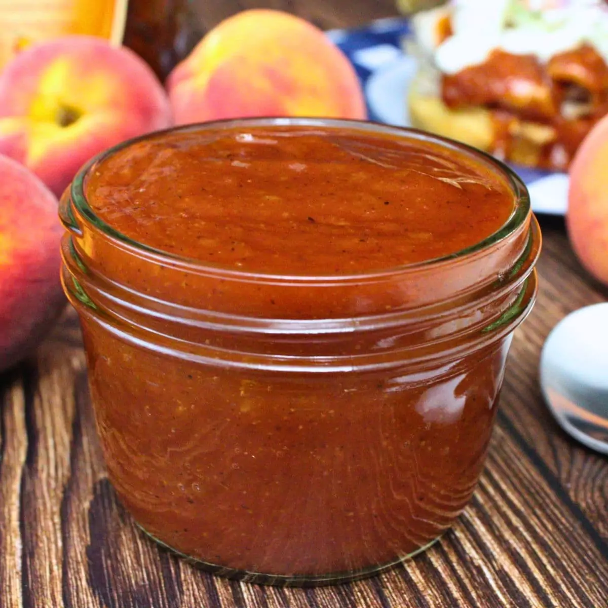 whiskey peach bbq sauce microwave recipe dinners done quick featured image