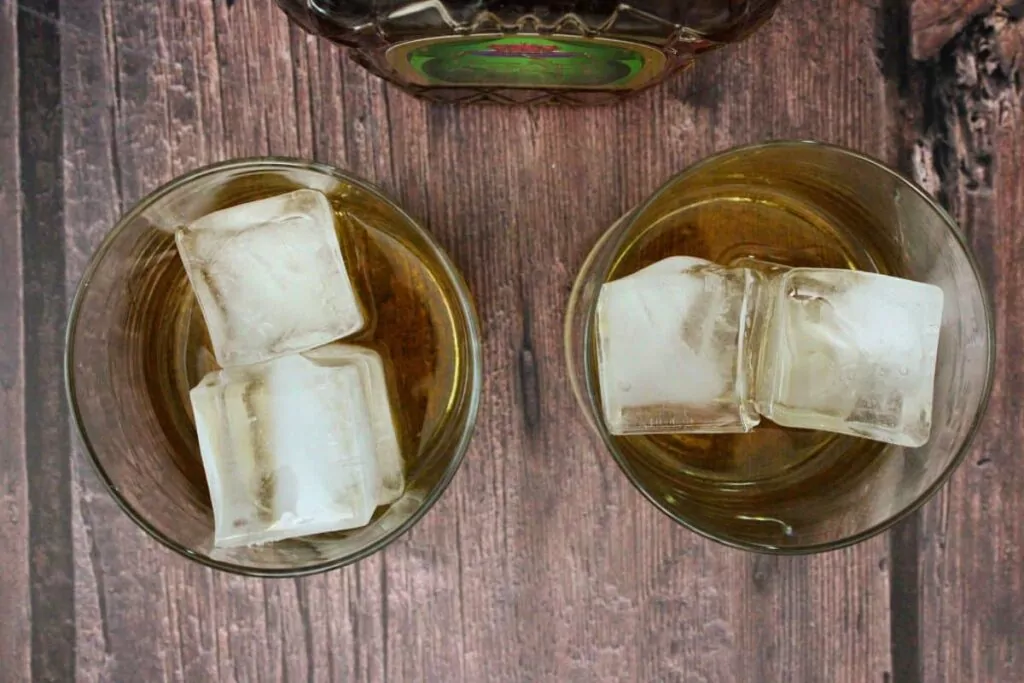add crown royal apple whiskey to lowball glass