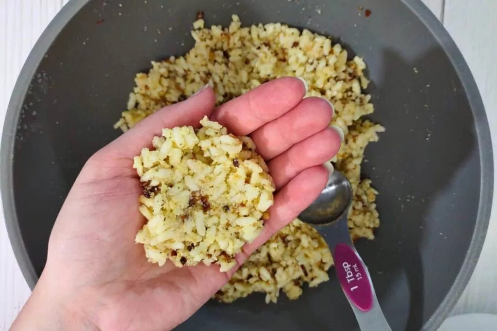 spoon the rice mixture into your hand