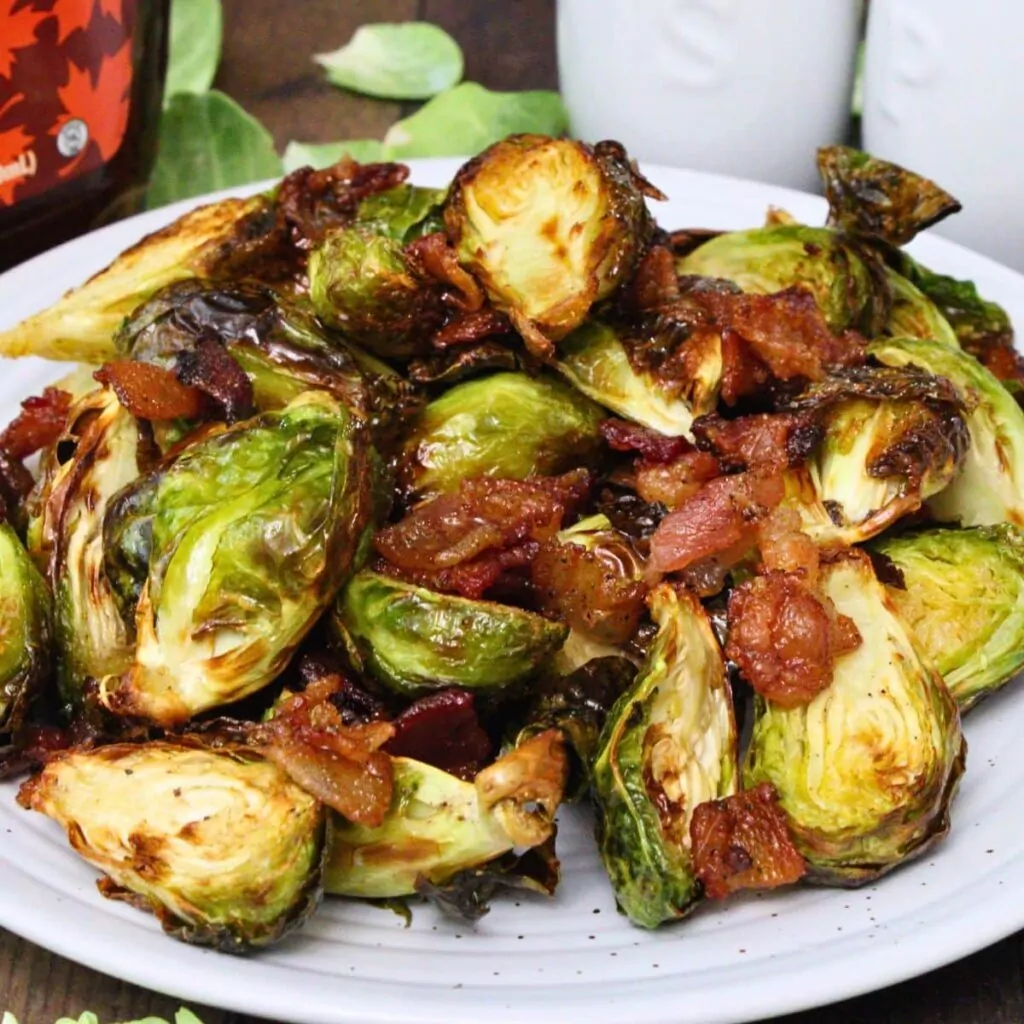 air fryer brussel sprouts with maple bacon dinners done quick featured image