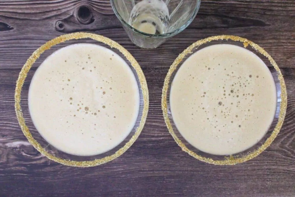 shake smores espresso martini until chilled and frothy then pour into glasses