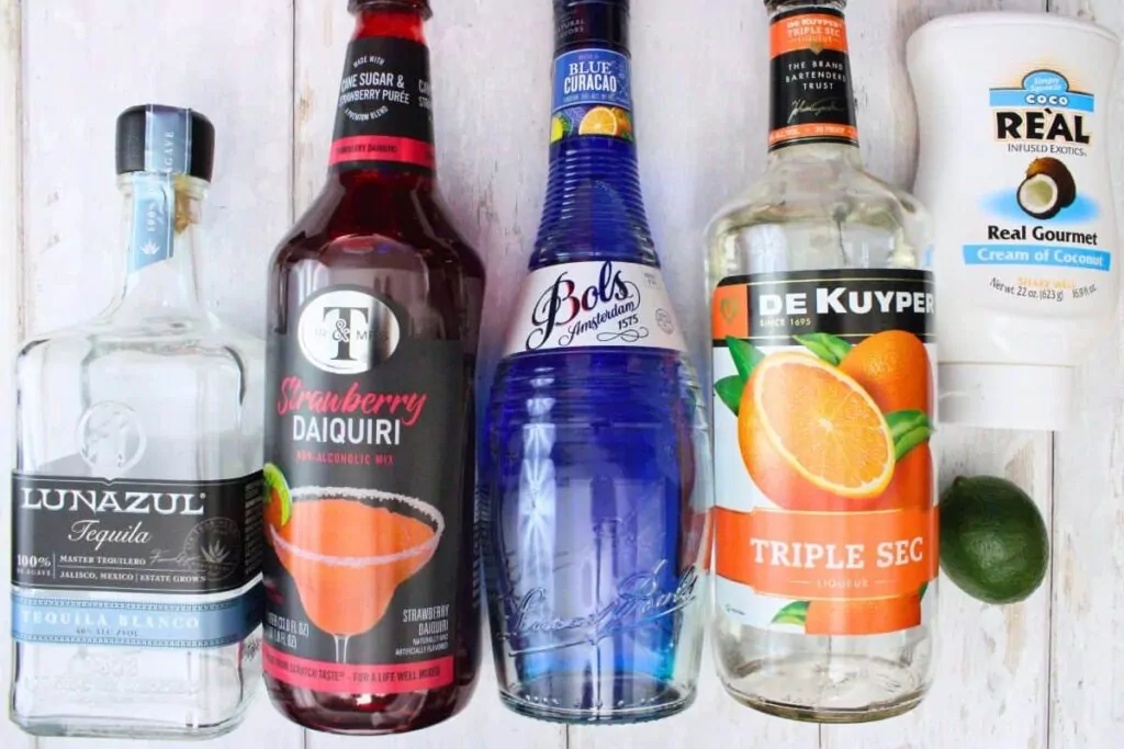 ingredients to make red white and blue margarita