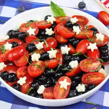 red white and blue caprese salad recipe dinners done quick featured image