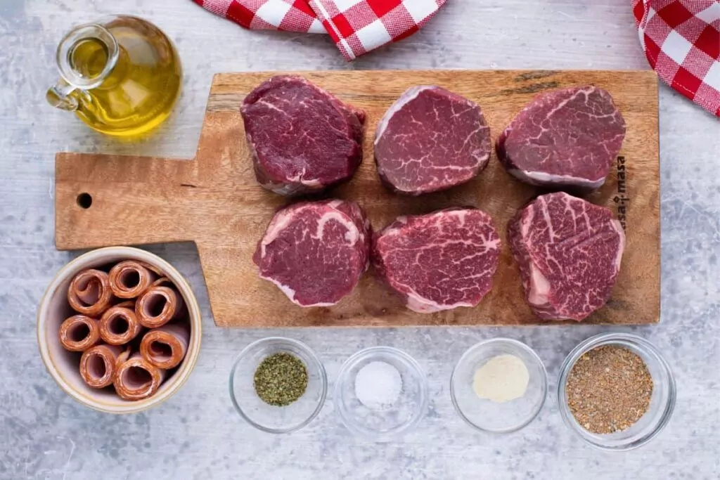 ingredients to make air fryer bacon wrapped filet