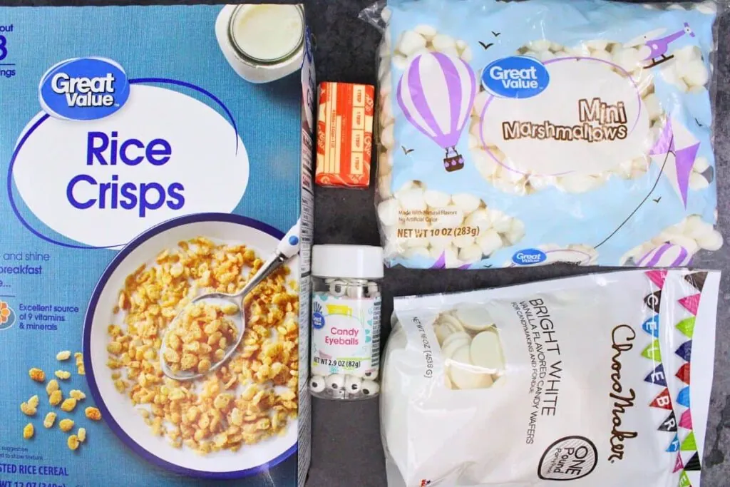 ingredients to make ghost rice krispie treats