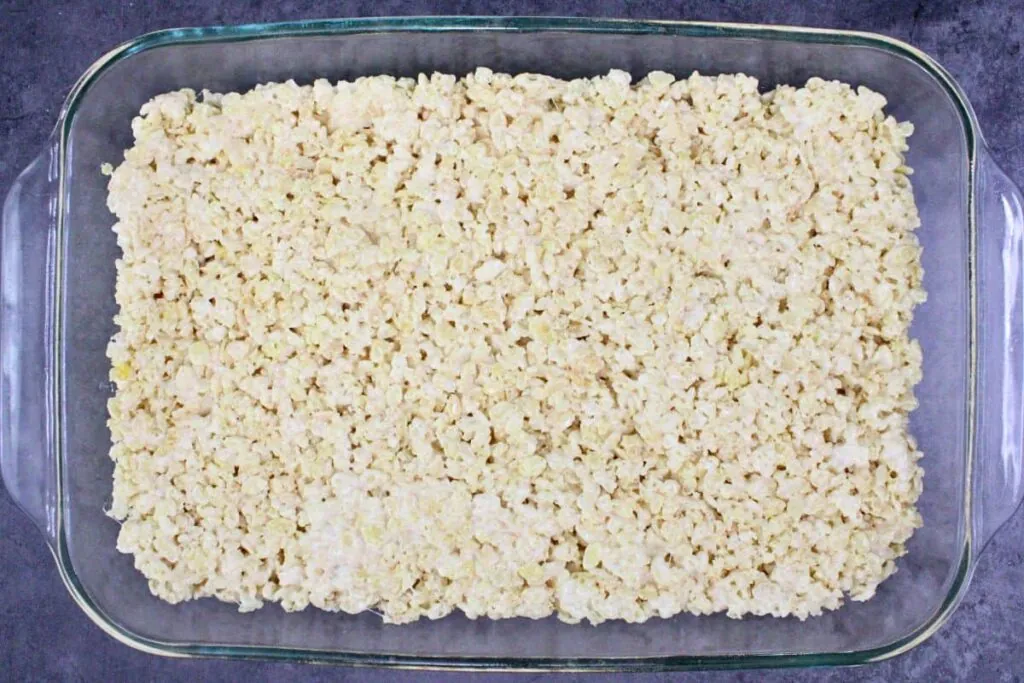 press ghost rice krispie mixture into pan